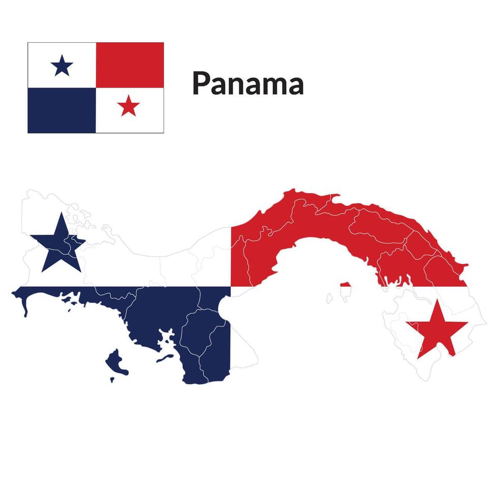 mapa de Panamá con nacional bandera de Panamá vector