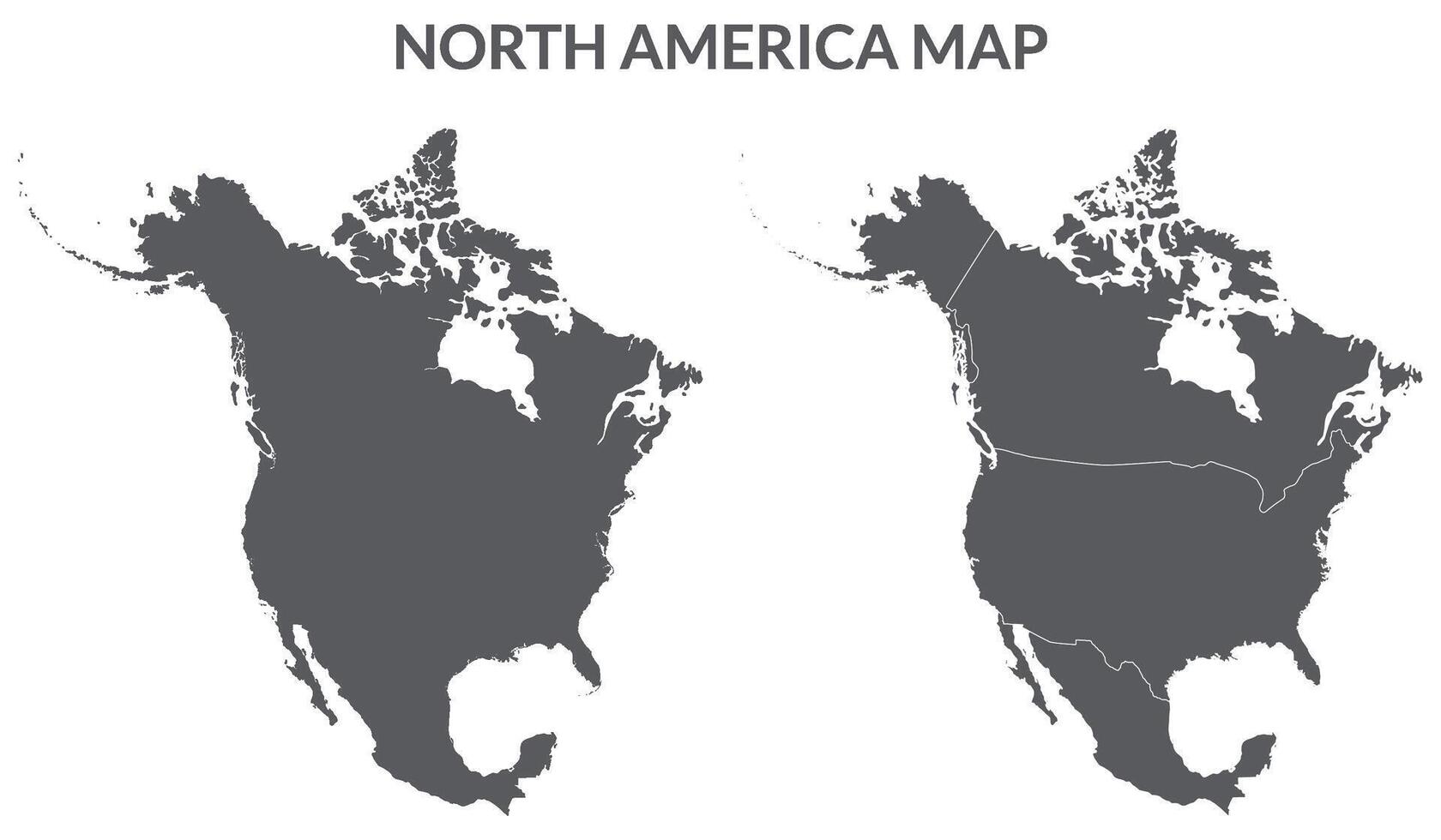 North America country Map. Map of North America in set grey color vector