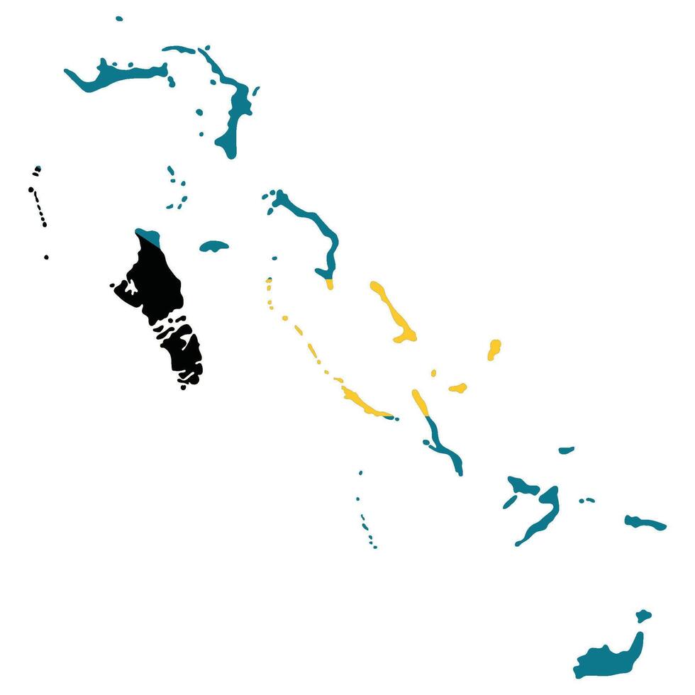 mapa de bahamas con nacional bandera de bahamas vector