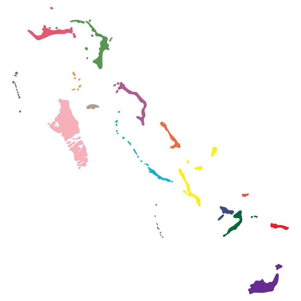 Bahamas map. Map of Bahamas in administrative provinces in multicolor vector