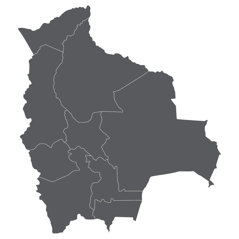 Bolivia map. Map of Bolivia in administrative provinces in grey color vector