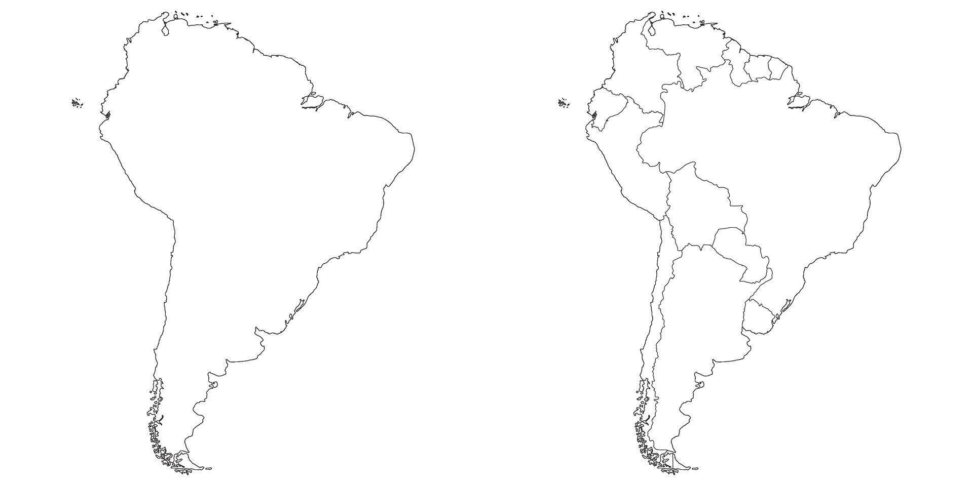 sur America país mapa. mapa de sur America en conjunto blanco color vector