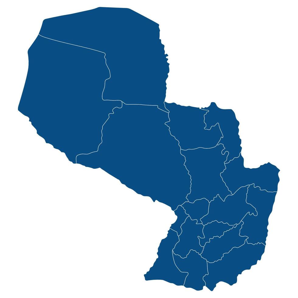 paraguay mapa. mapa de paraguay en administrativo provincias en azul color vector