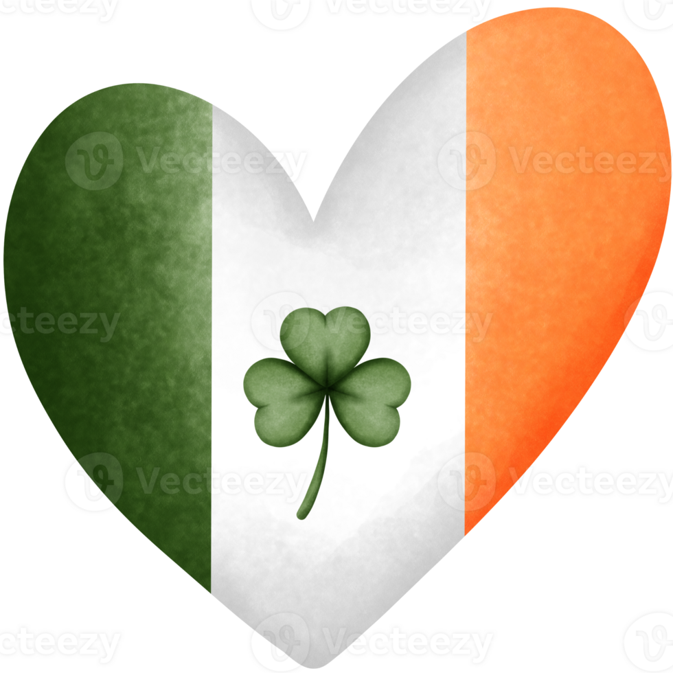 acquerello irlandesi cuore sagomato con trifoglio clipart. png