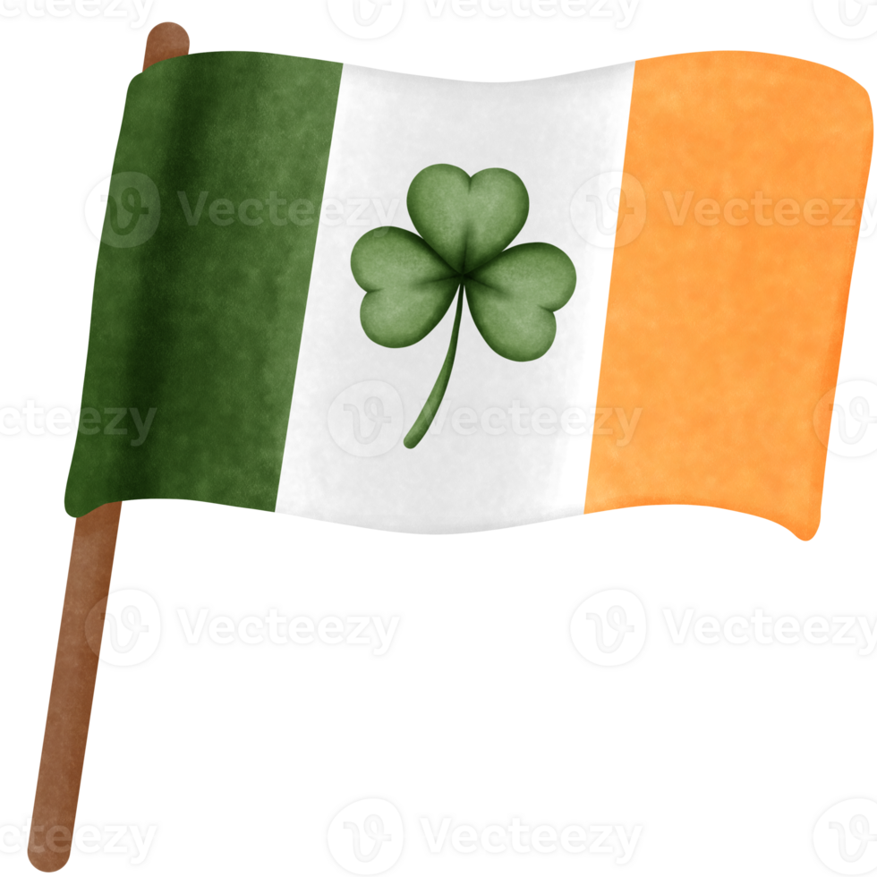 irlandês bandeira aguarela clipart, mão desenhado st patricks dia elemento ilustração. png