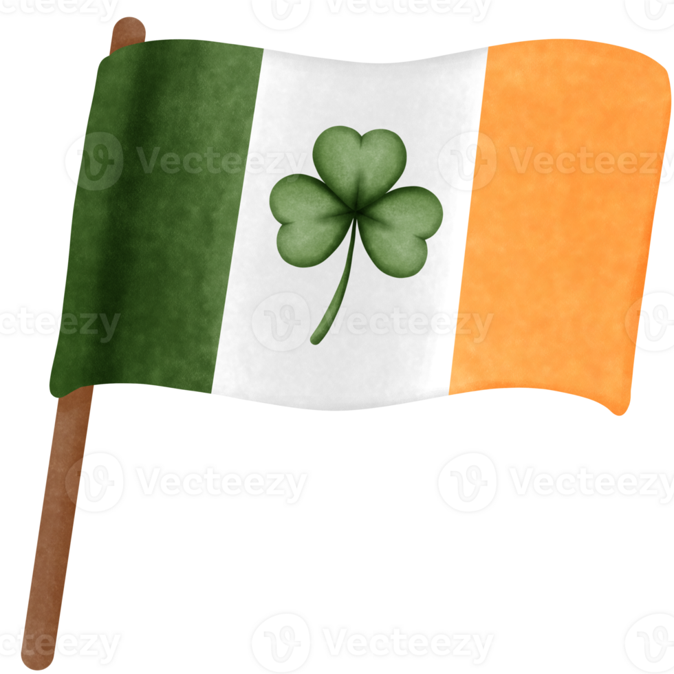 Irish flag watercolor clipart, Hand drawn st patricks day element illustration. png
