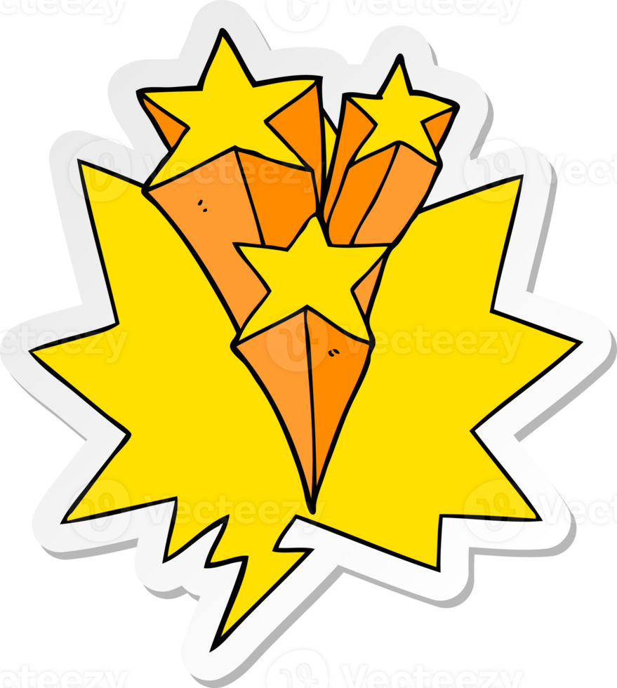 cartoon shooting stars with speech bubble sticker png
