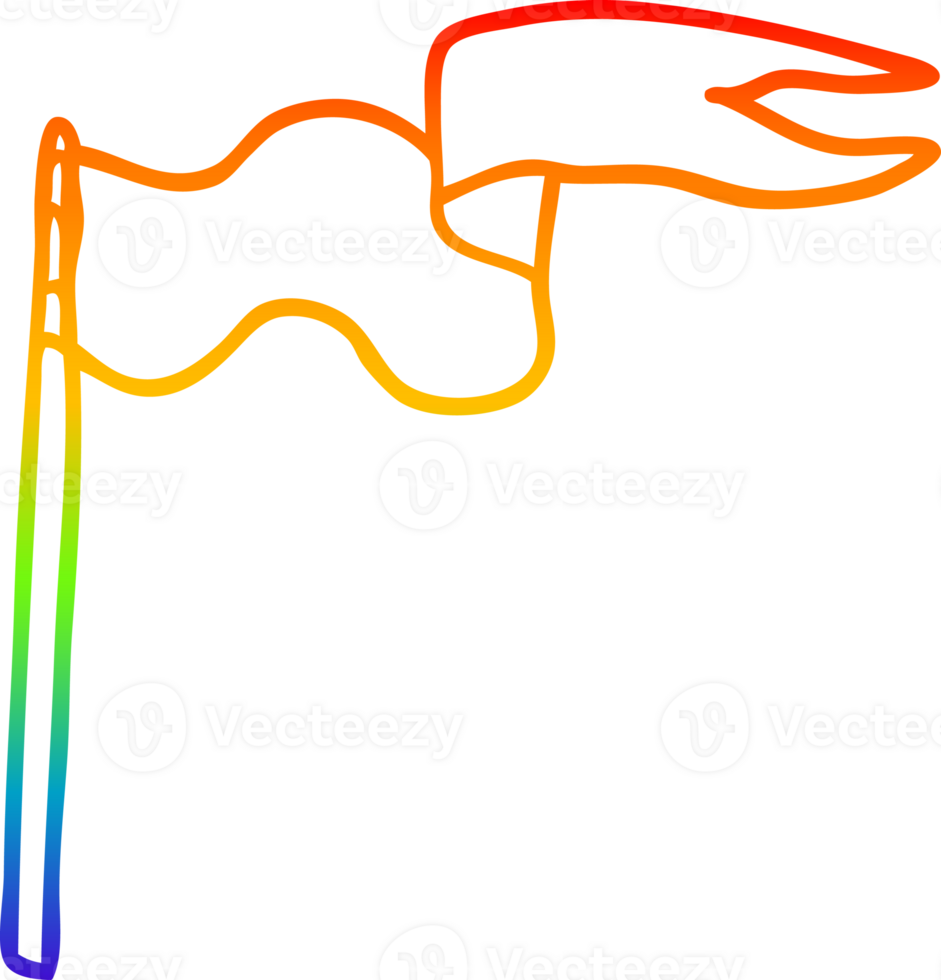 rainbow gradient line drawing of a cartoon flag png