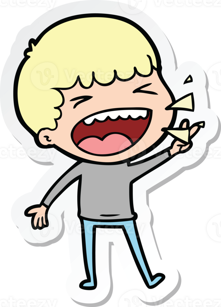 sticker of a cartoon laughing man png
