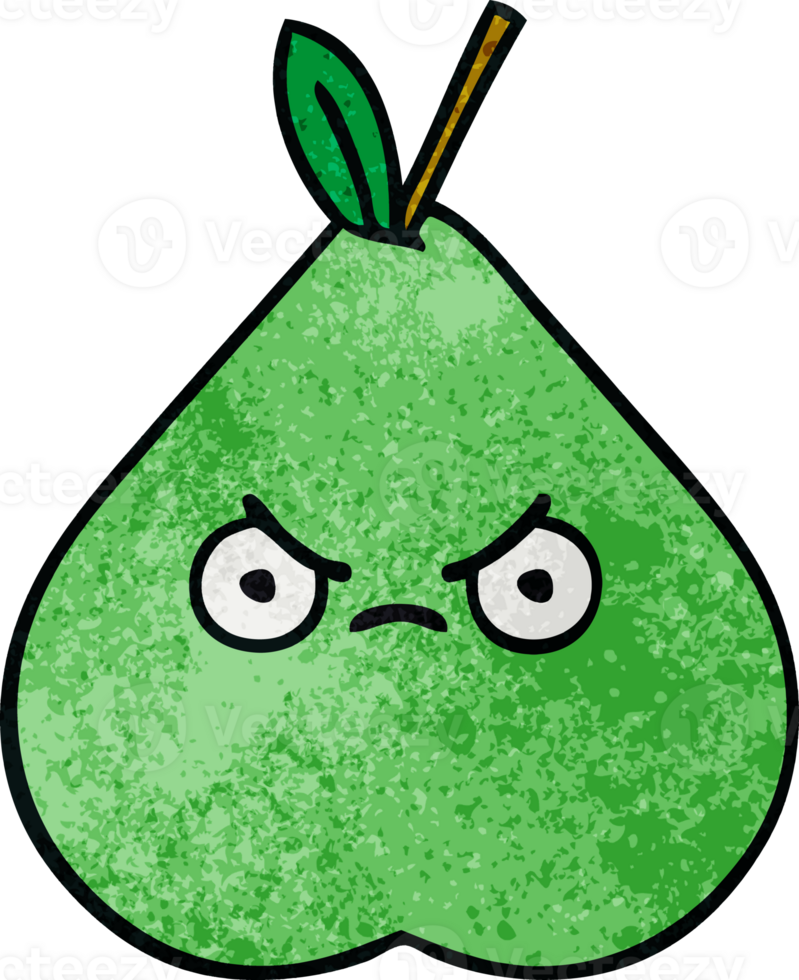 rétro grunge texture dessin animé de une vert poire png