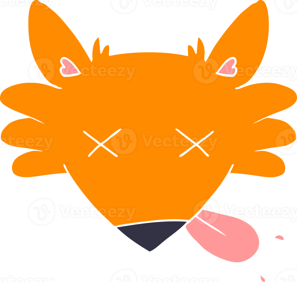 flat color style cartoon dead fox png