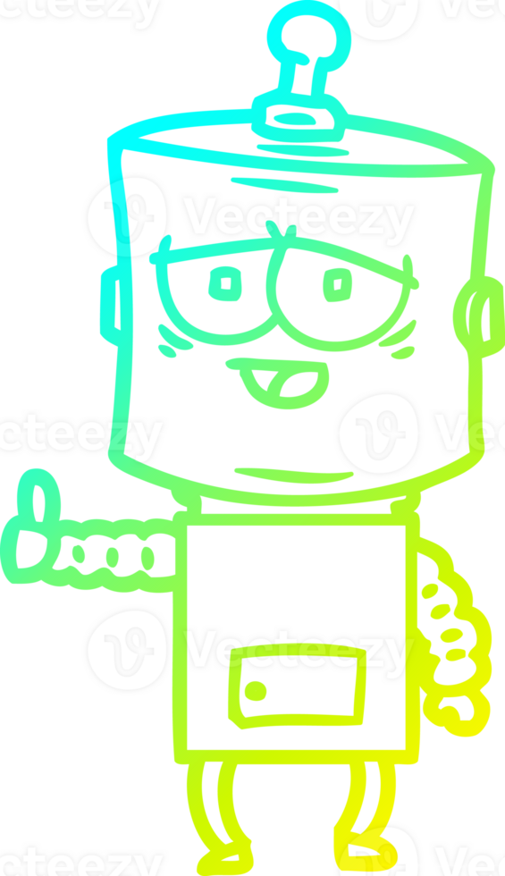 cold gradient line drawing of a cartoon robot png