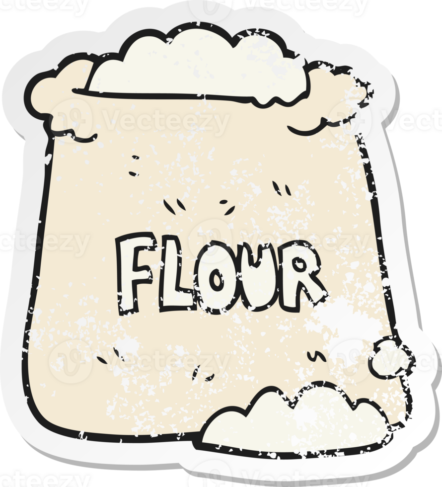retro distressed sticker of a cartoon bag of flour png