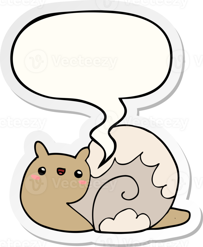 cute cartoon snail with speech bubble sticker png