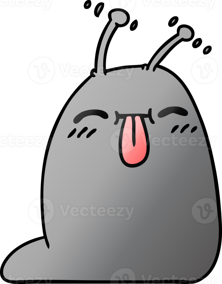 hand drawn gradient cartoon of a happy kawaii slug png