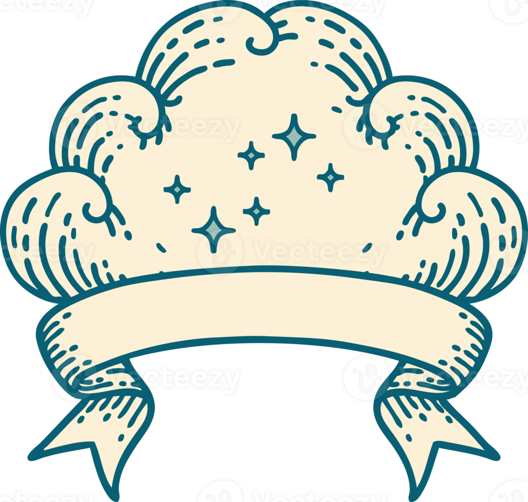 traditional tattoo with banner of a cloud png