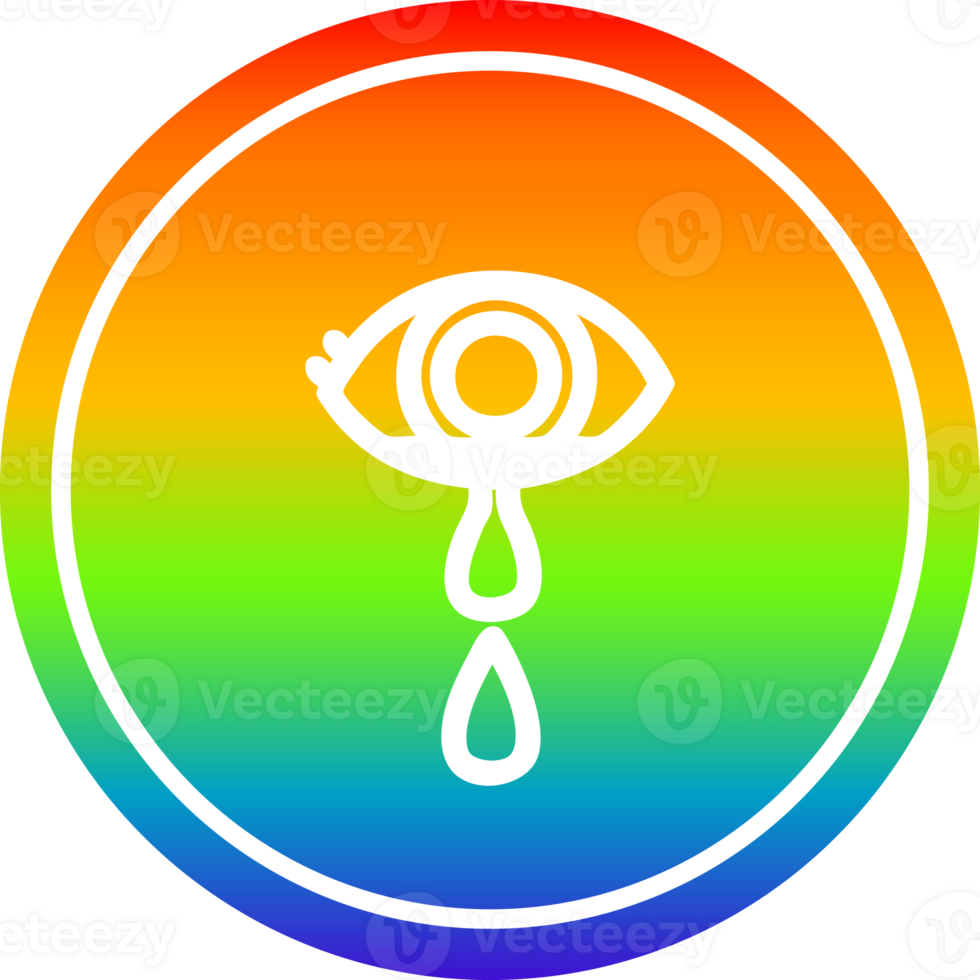 crying eye circular icon with rainbow gradient finish png