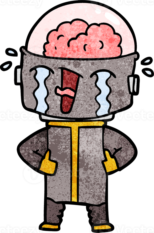 cartoon crying robot png