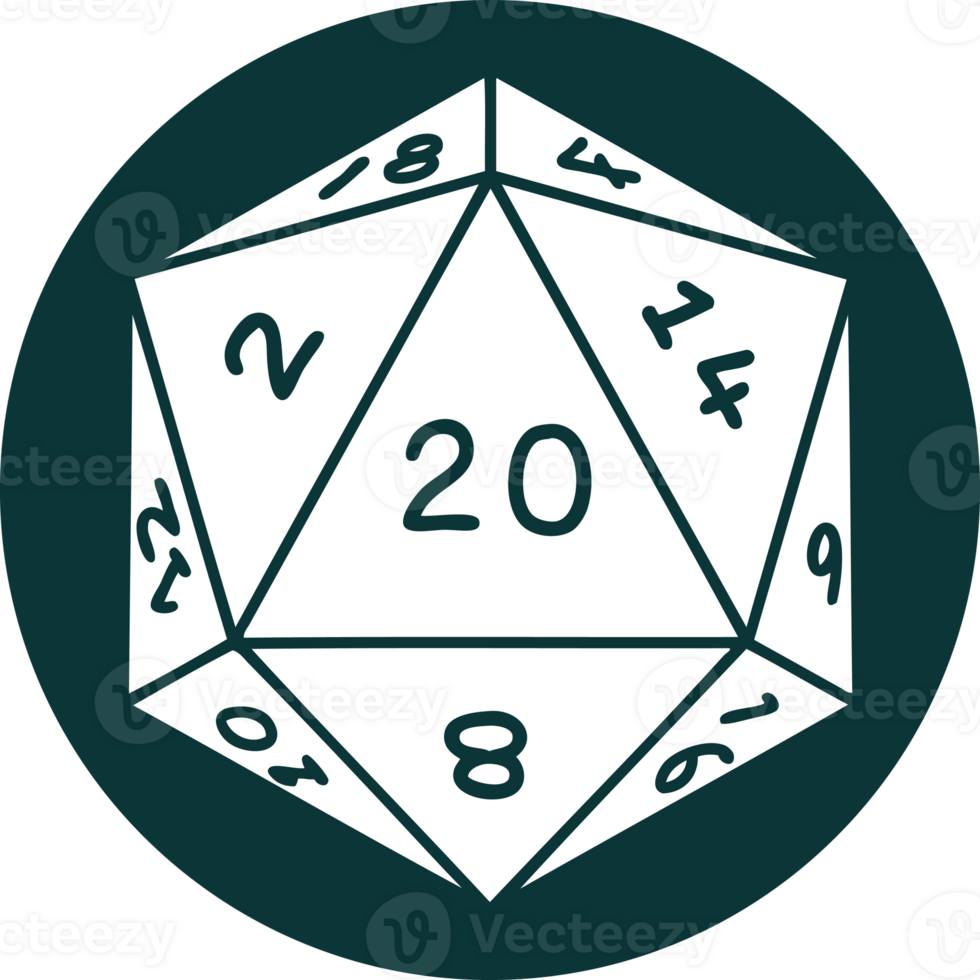 icon of natural 20 D20 dice roll png