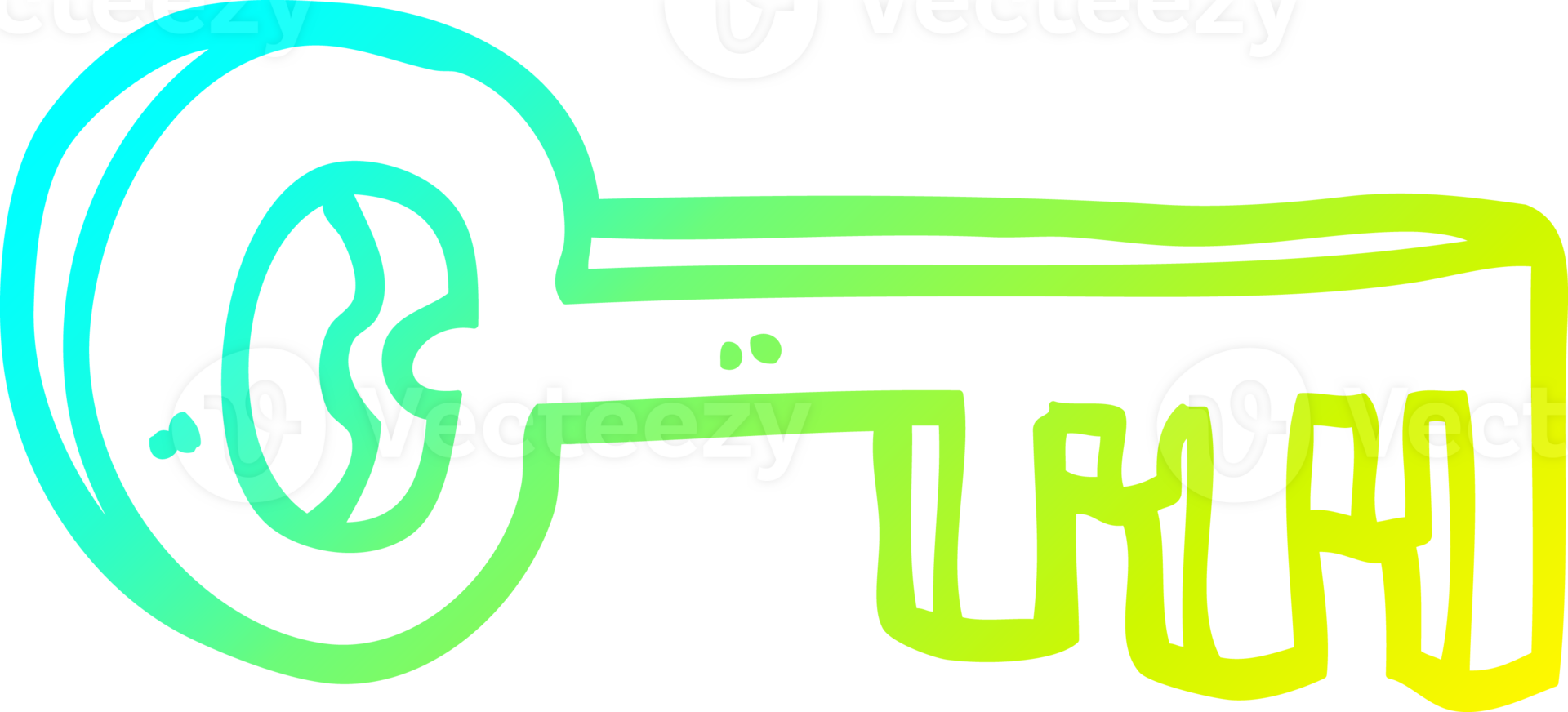 cold gradient line drawing of a cartoon gold key png