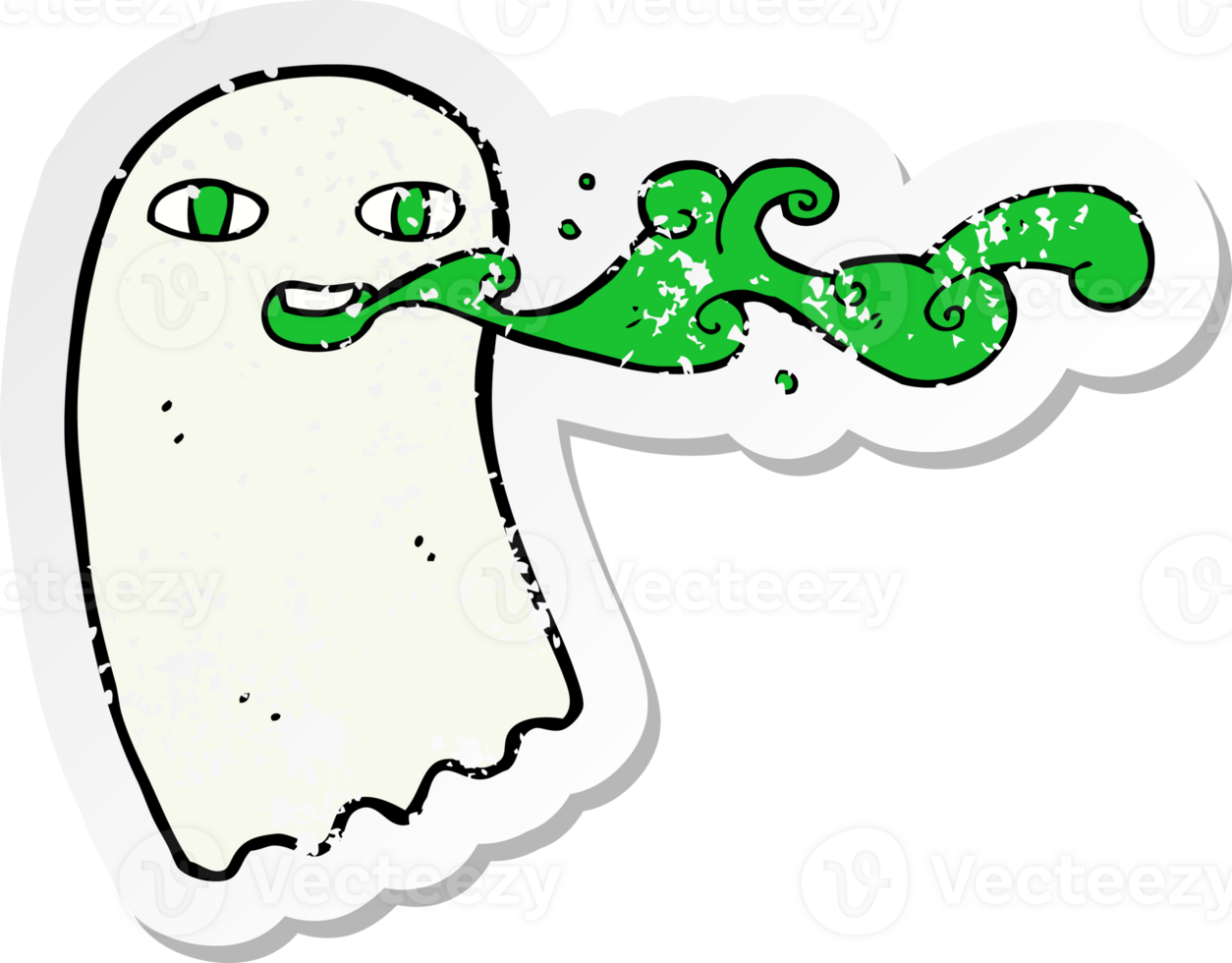 retro distressed sticker of a cartoon gross ghost png