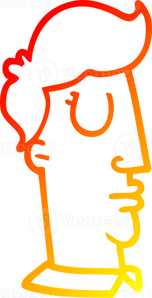 warm gradient line drawing of a cartoon human head png