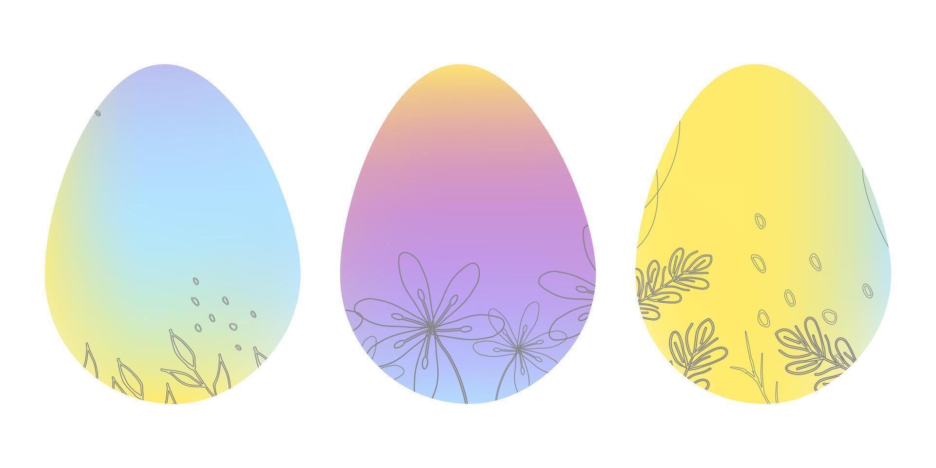 Easter eggs with spring abstract pattern set. vector