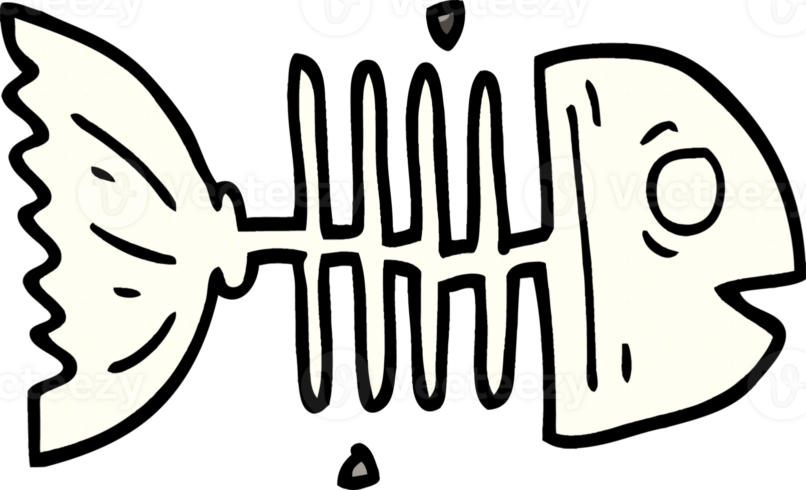 cartoon doodle fish bones png
