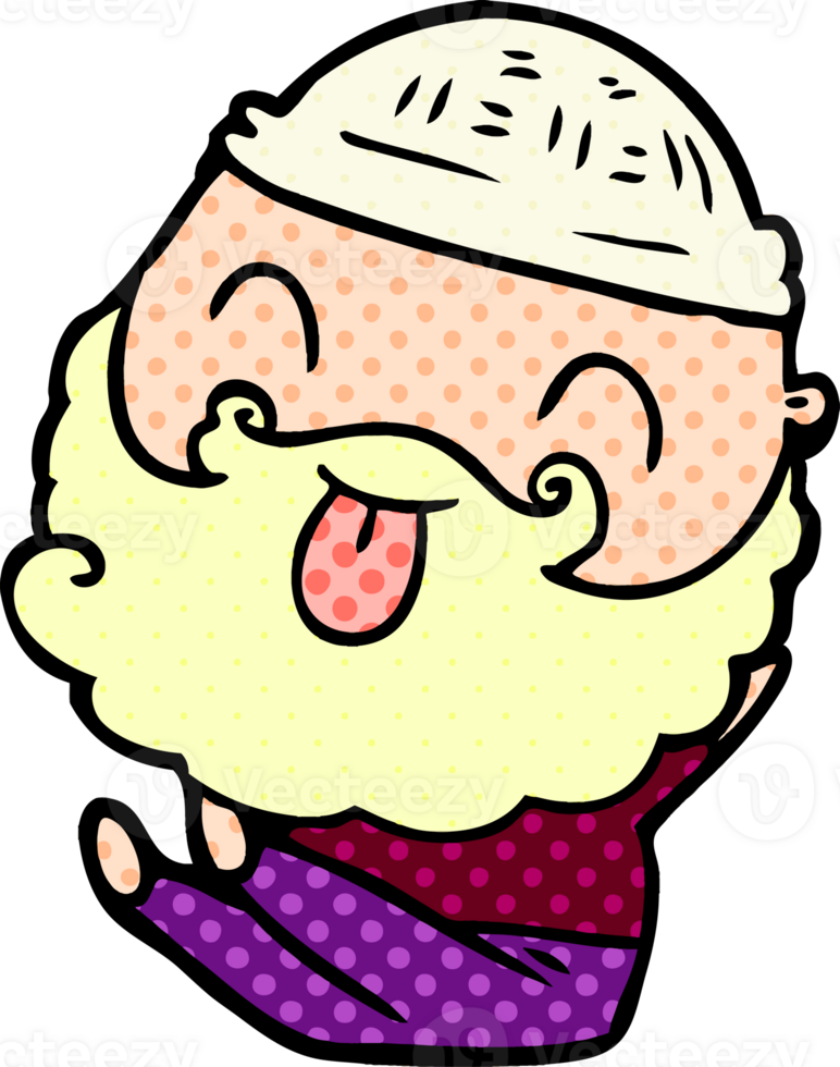 sitting man with beard sticking out tongue png