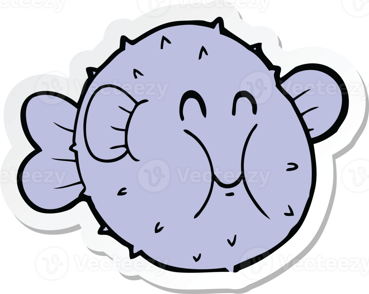 sticker of a cartoon puffer fish png