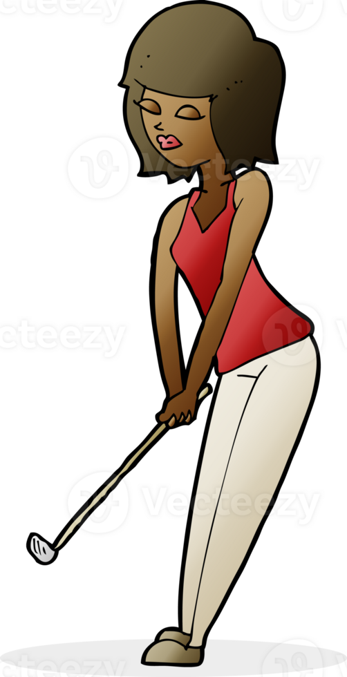 mulher de desenho animado jogando golfe png