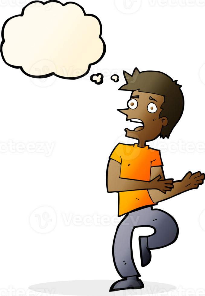 cartoon stressed out man with thought bubble png