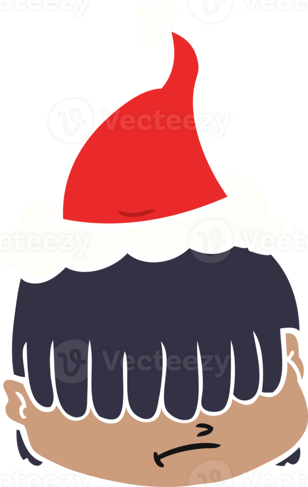 hand- getrokken vlak kleur illustratie van een gezicht met haar- over- ogen vervelend de kerstman hoed png