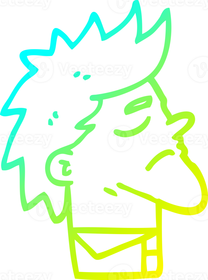 cold gradient line drawing of a cartoon arrogant man png
