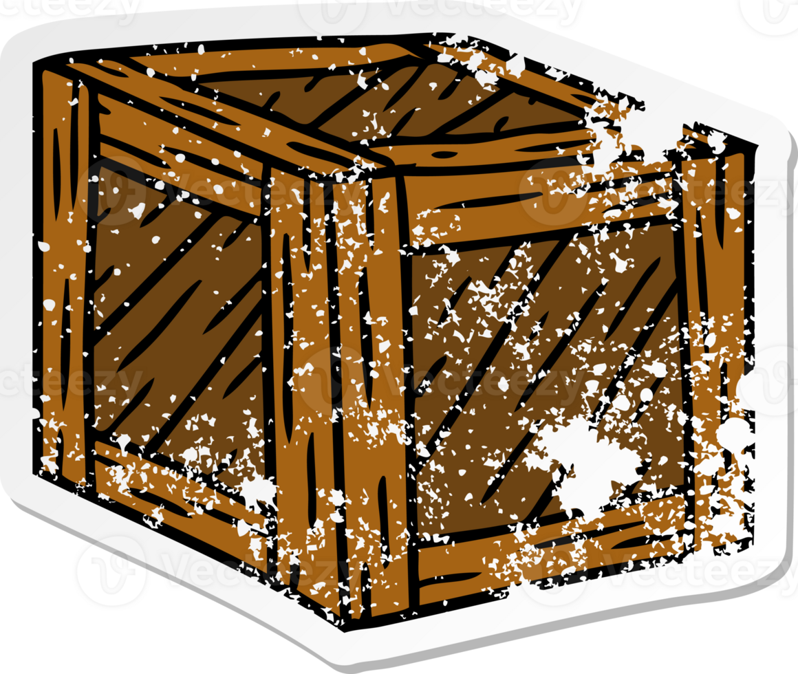 hand drawn distressed sticker cartoon doodle of a wooden crate png