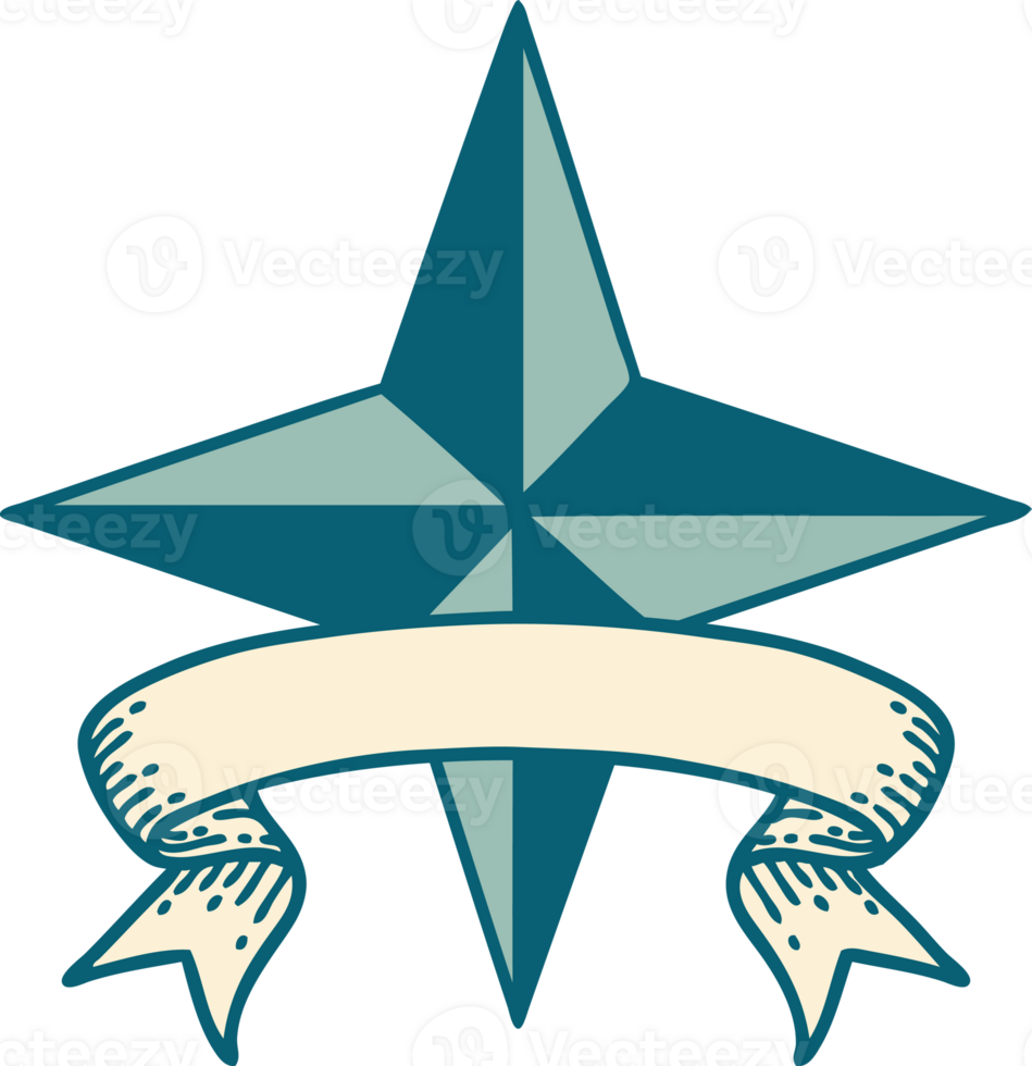 traditional tattoo with banner of a star png
