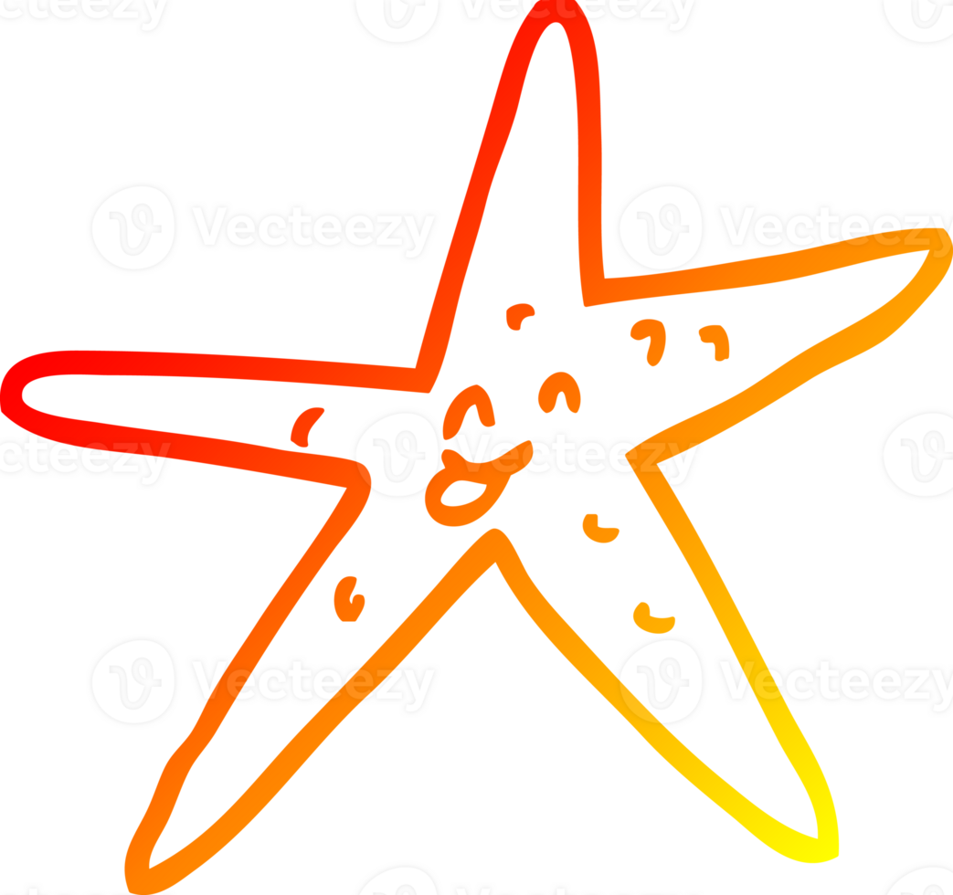 warm gradient line drawing of a cartoon star fish png