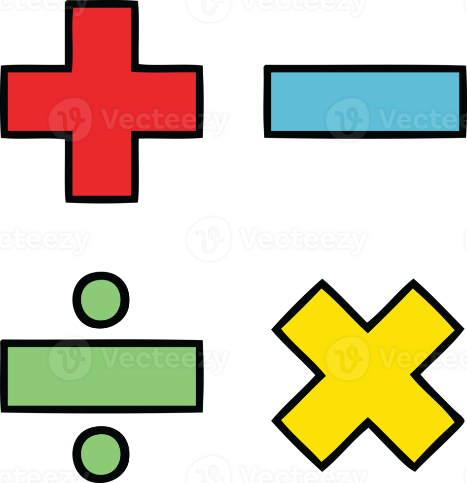 cute cartoon of a math symbols png