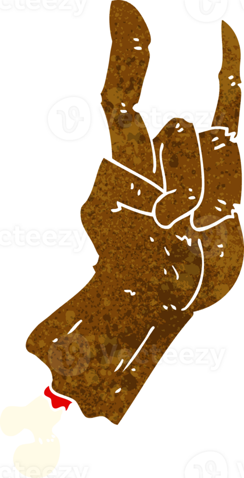 mão de desenho animado fazendo símbolo de rock png