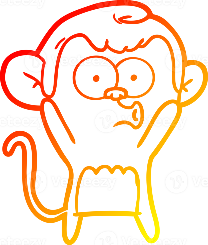 warm gradient line drawing of a cartoon surprised monkey png