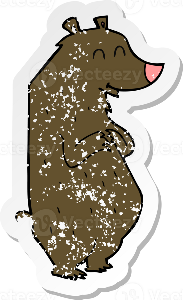 retro distressed sticker of a cartoon bear png