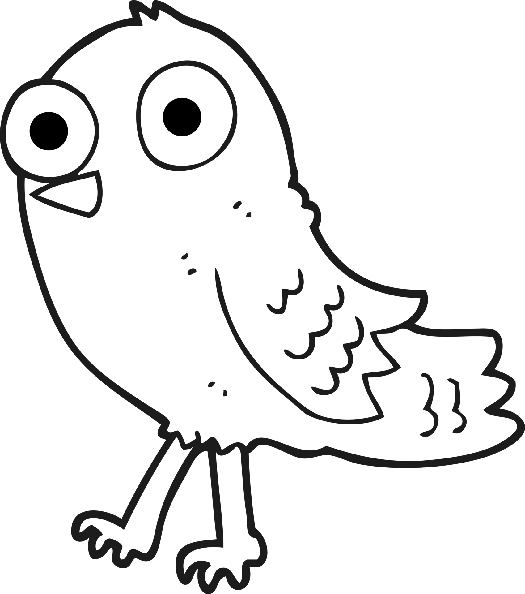 hand drawn black and white cartoon bird 40355303 PNG