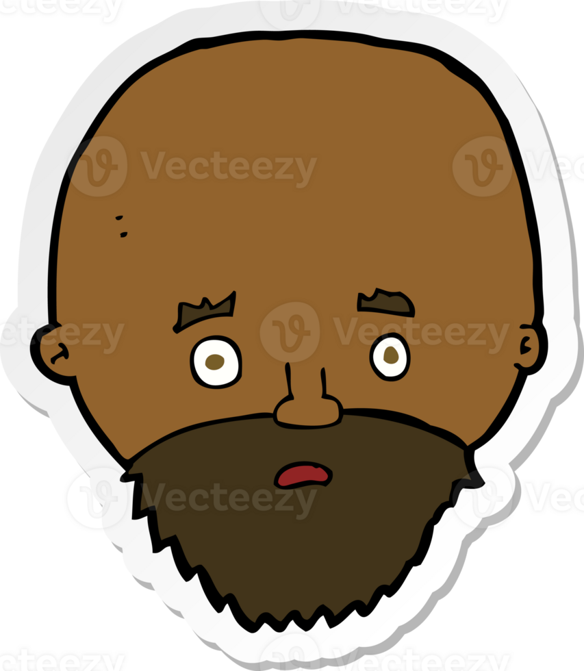 sticker of a cartoon shocked man with beard png