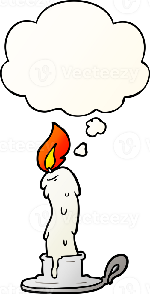 cartoon candle with thought bubble in smooth gradient style png