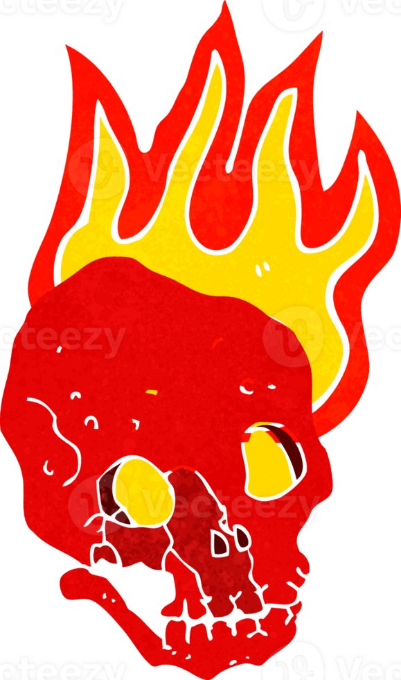 cartoon flaming skull png