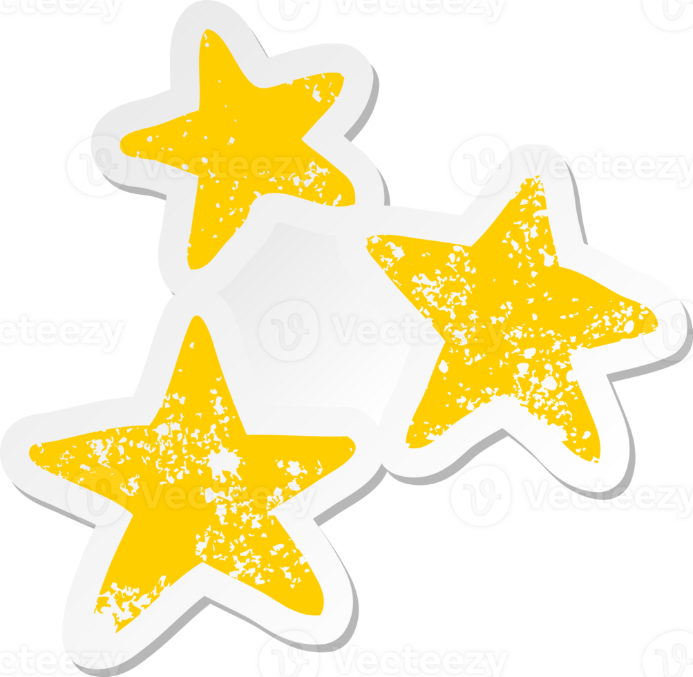 distressed sticker of a cartoon star symbols png