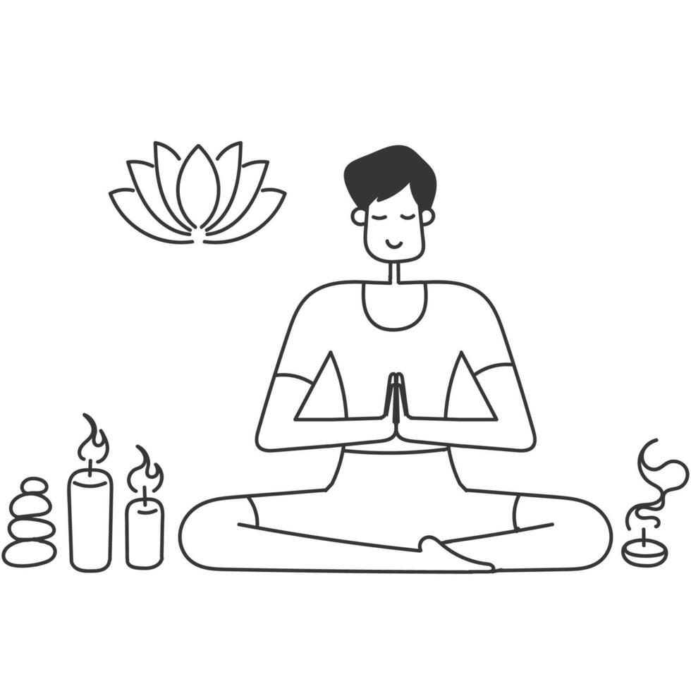 hand drawn doodle yoga meditation related illustration vector