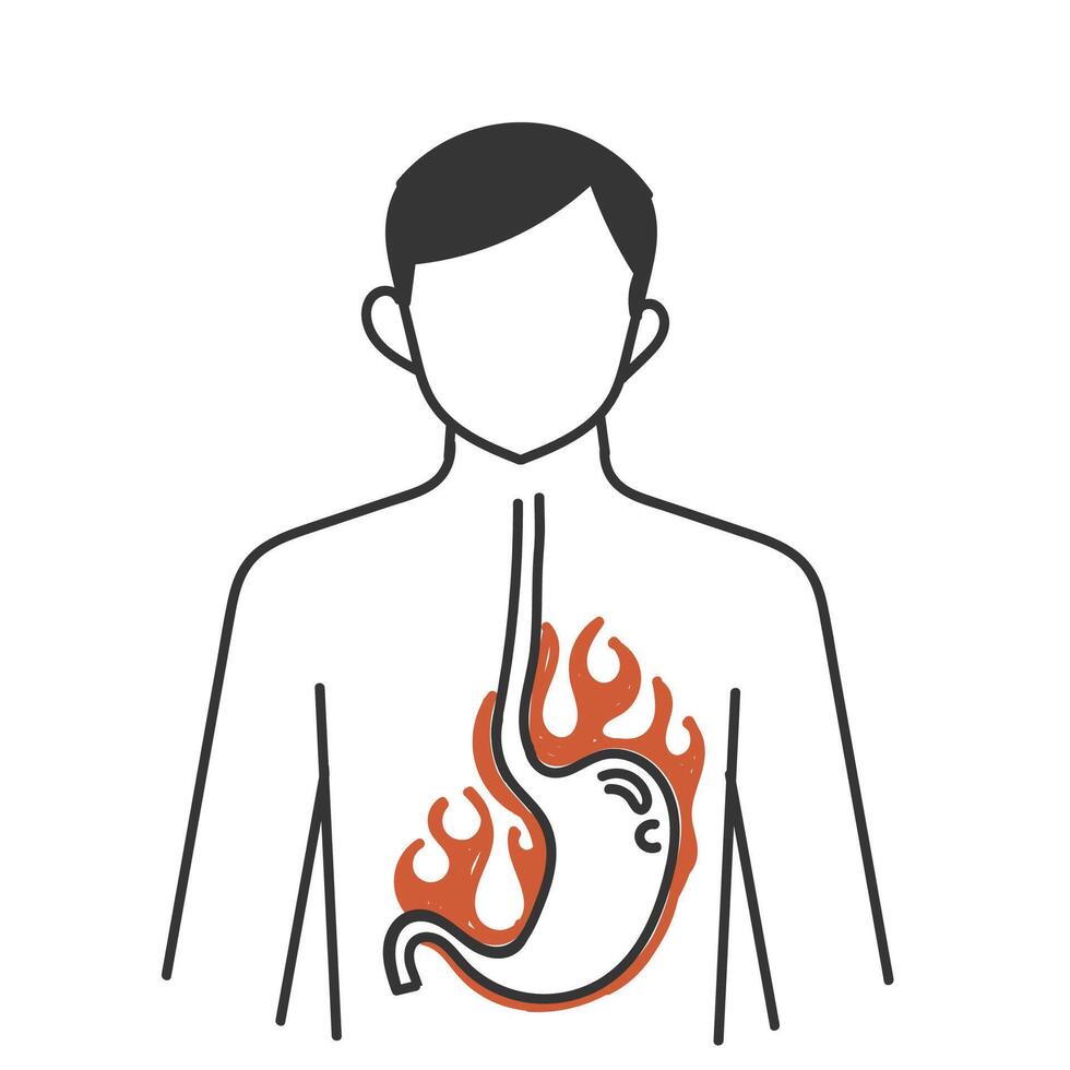 hand drawn doodle heartburn illustration vector
