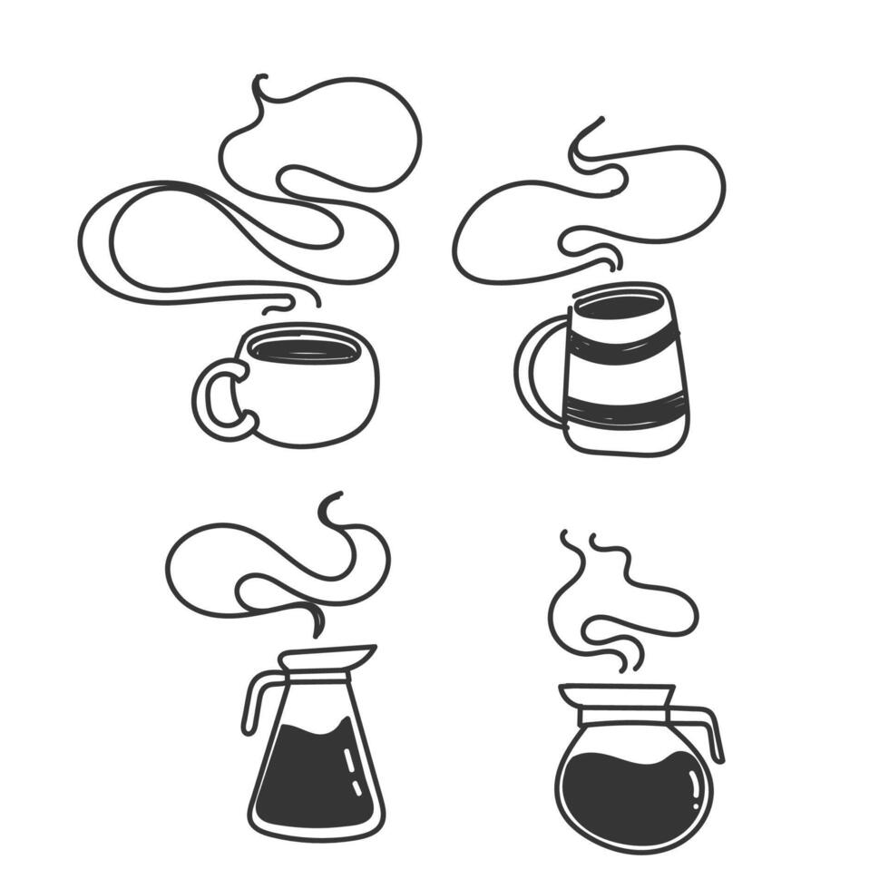 mano dibujado garabatear café colección ilustración vector