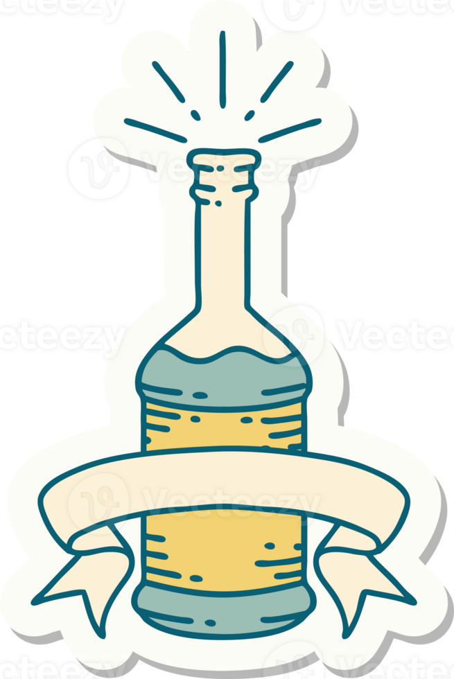 sticker van een tatoeëren stijl bier fles png